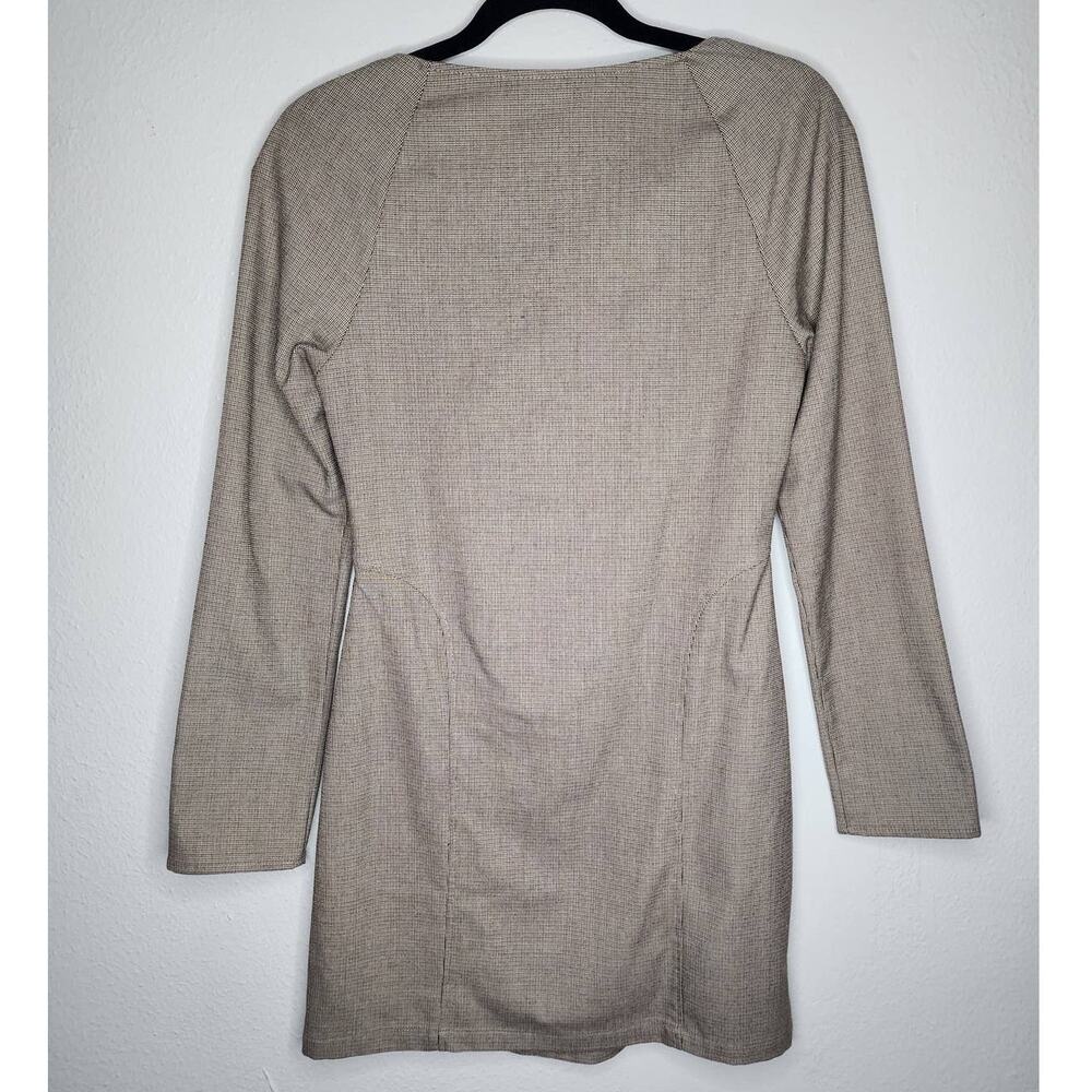 Zara Checked Print Structured Long Sleeve Mini Dr… - image 4